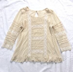 Free People Lace Women's Blouse Ruffle Romantic Angel Goth Soft Victorian